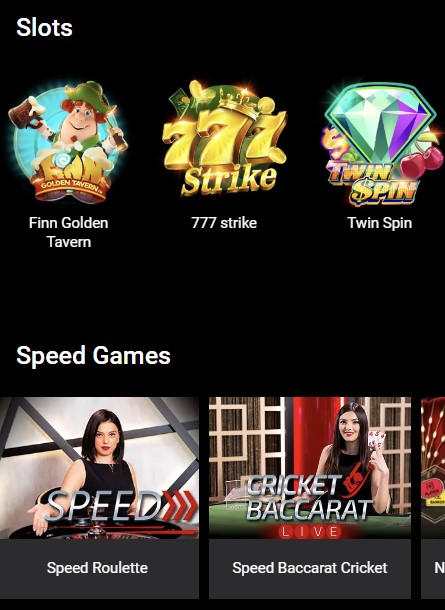 Live casino games at 24Betting.